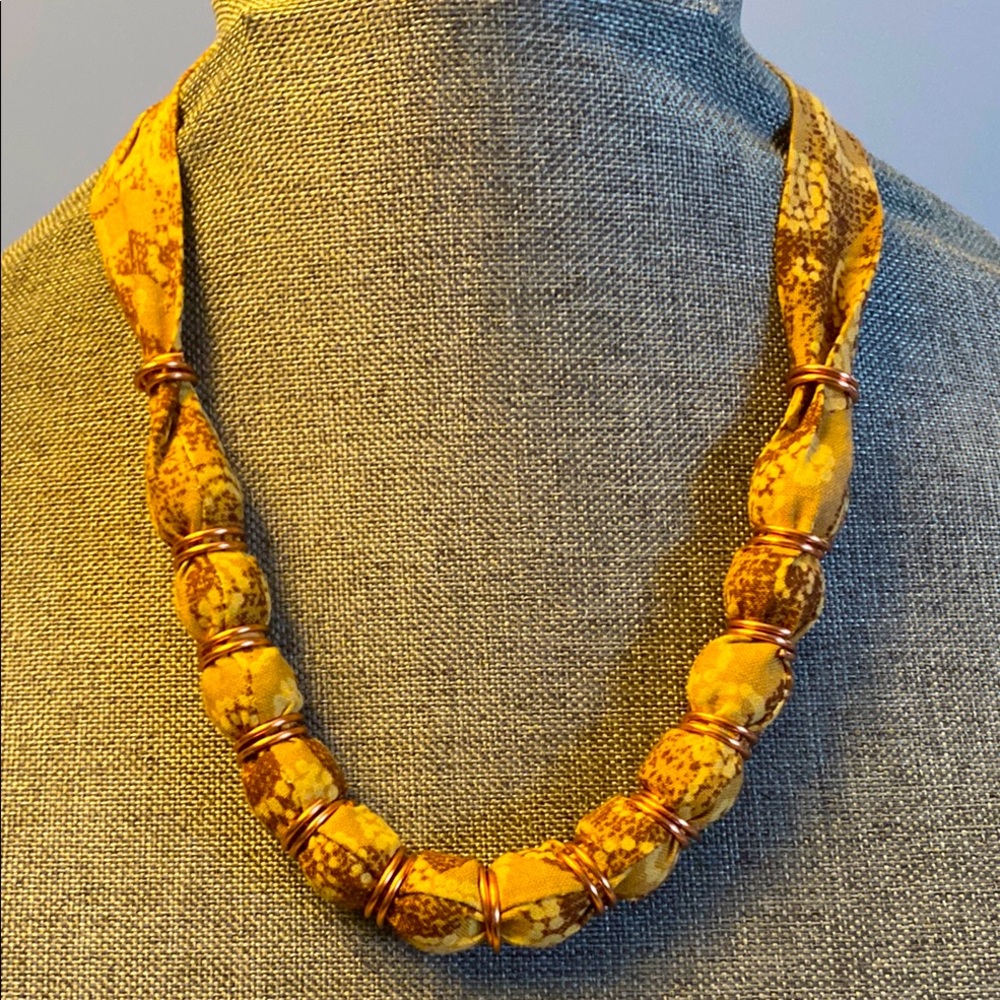 Hippy Style Fabric/Copper Necklace